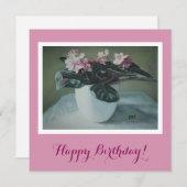 Happy Birthday roze viooltjes bloemenkunst (Voorkant / Achterkant)