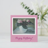 Happy Birthday roze viooltjes bloemenkunst (Staand voorkant)