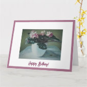 Happy Birthday   roze viooltjes fineart Kaart (Gele Bloem)