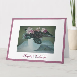 Happy Birthday roze viooltjes floral fine art Kaart