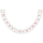 Happy Birthday Roze Waterverf Tuin Bloemen Meisje Vlaggetjes (Alle)