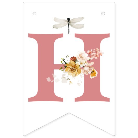 Happy Birthday Roze Waterverf Tuin Bloemen Meisje Vlaggetjes (Tweede vlag)