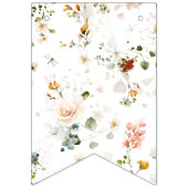 Happy Birthday Roze Waterverf Tuin Bloemen Meisje Vlaggetjes (Eerste vlag)