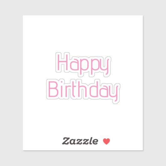 Happy Birthday Roze Wit Custom Kleur Eenvoudig Sch Sticker (Vel)