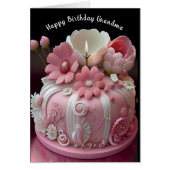Happy Birthday roze witte legante Cake (Voorkant)