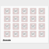 Happy Birthday roze witte zwarte Stippen Vierkante Sticker (Vel)
