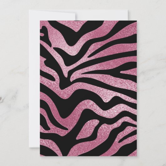 Happy BIrthday - Roze & Zwarte Zebra Stripes Invit Kaart (Achterkant)
