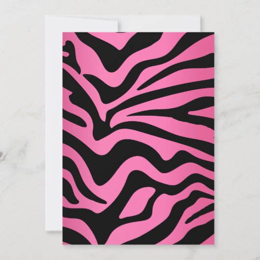 Happy BIrthday -  roze & zwarte zebrastripes Kaart (Achterkant)