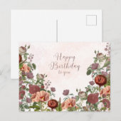Happy Birthday Rozen en Tuinbloemen Briefkaart (Voorkant / Achterkant)