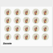 Happy Birthday Rozen en vlinder Ronde Sticker (Vel)