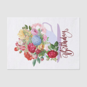 Happy Birthday Rozen in een Tea Cup Tissuepapier