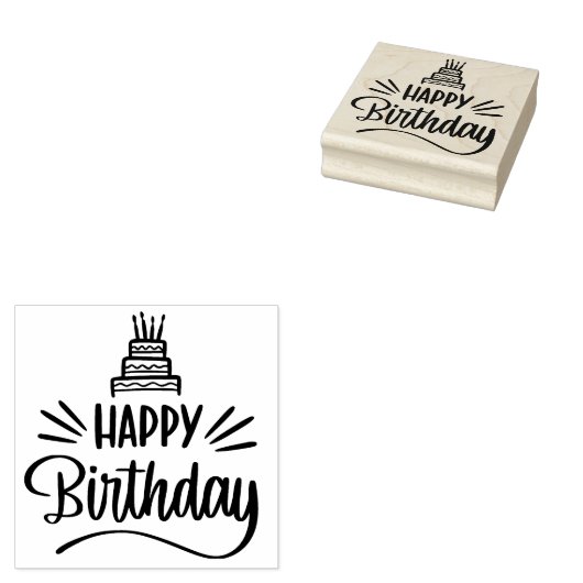 Happy Birthday Rubber Stamp Rubberstempel (Gestempeld)