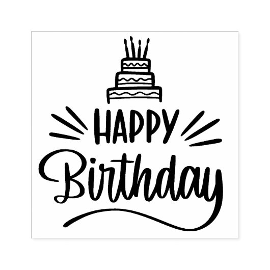 Happy Birthday Rubber Stamp Rubberstempel (Afrduk)