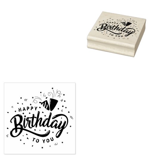 Happy Birthday Rubberstempel (Gestempeld)