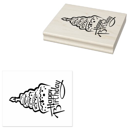 Happy Birthday Rubberstempel (Gestempeld)