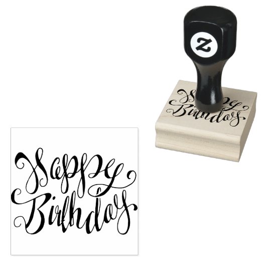 Happy Birthday Rubberstempel (Gestempeld)