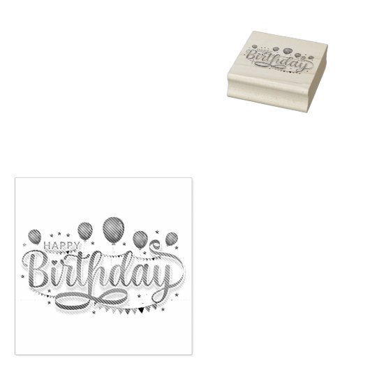 Happy Birthday Rubberstempel (Gestempeld)