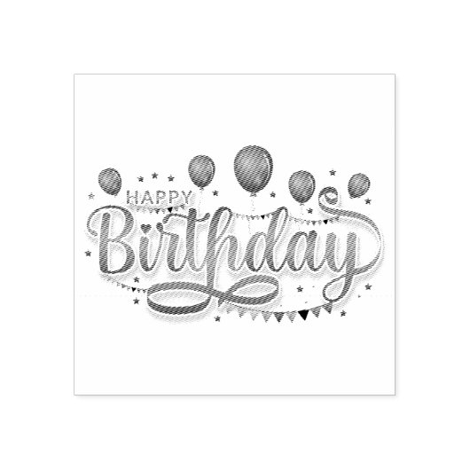 Happy Birthday Rubberstempel (Afrduk)