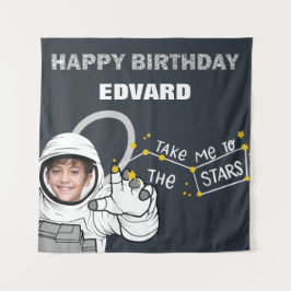 Happy Birthday Ruimtevaarder Foto Tapijt Wandkleed