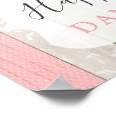 Happy Birthday Rustic Sage Green Pink Floral Wood Poster (Hoek)