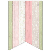 Happy Birthday Rustic Sage Green Pink Floral Wood Vlaggetjes (Eerste vlag)