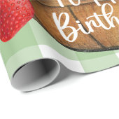Happy Birthday Rustic Strawberry Fruit Basket Cadeaupapier (Rol Hoek)