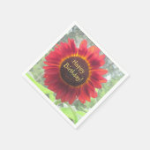 Happy Birthday Rusty Sunflower Servet (Hoek)