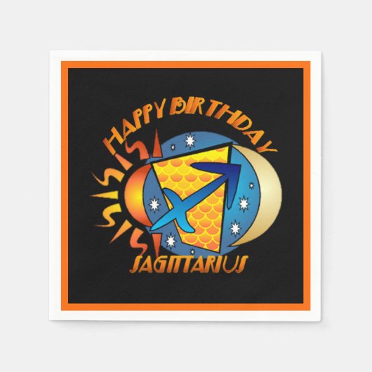 Happy Birthday Sagittarius Zodiac Birth Sign Servetten (Voorkant)