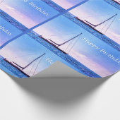 Happy Birthday Sail Boat Wrapping Paper Cadeaupapier (Hoek)