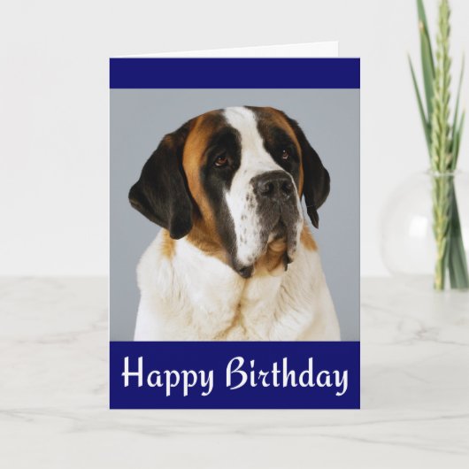 Happy Birthday Saint Bernard Puppy Dog Card Kaart (Voorkant)