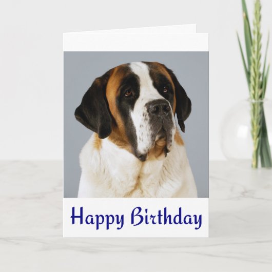 Happy Birthday Saint Bernard Puppy Dog Card Kaart (Voorkant)