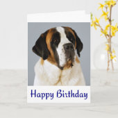 Happy Birthday Saint Bernard Puppy Dog Card Kaart (Gele Bloem)