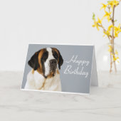 Happy Birthday Saint Bernard Puppy Dog Kaart (Gele Bloem)