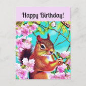 Happy Birthday Sakura Squirrel in Cherry Blossom Briefkaart (Voorkant)