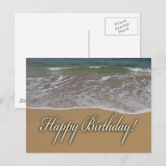 Happy Birthday Sand Beach Briefkaart (Voorkant / Achterkant)
