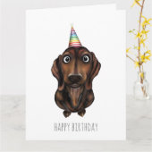 Happy Birthday Sause Dog Kaart (Gele Bloem)