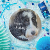 Happy Birthday Schattig Bernedoodle Papieren Bordje (Feest)