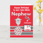 Happy Birthday schattig neefje elke leeftijd rood  Kaart (Gele Bloem)