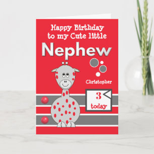 Happy Birthday schattig neefje elke leeftijd rood  Kaart