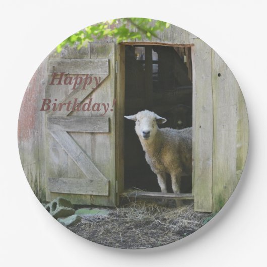 Happy Birthday Schattig Sheep Papieren Bordje (Voorkant)