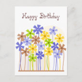 Happy Birthday Schattige blauw geel bruin bloemen Briefkaart (Voorkant)