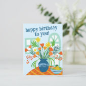 HAPPY BIRTHDAY Schattige Bloemenboeket Custom Kleu Briefkaart (Staand voorkant)