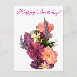Happy Birthday schattige bloemenKaart Briefkaart