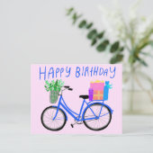 HAPPY BIRTHDAY Schattige Blue Bicycle Custom Briefkaart (Staand voorkant)