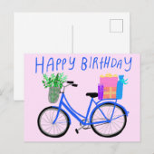HAPPY BIRTHDAY Schattige Blue Bicycle Custom Briefkaart (Voorkant / Achterkant)
