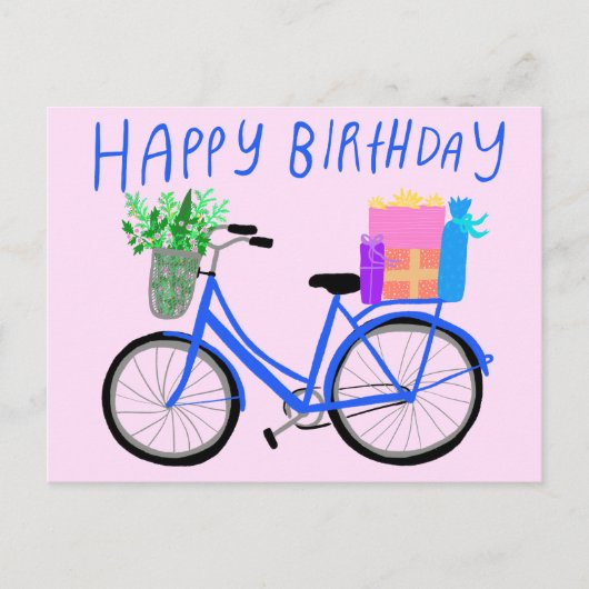 HAPPY BIRTHDAY Schattige Blue Bicycle Custom Briefkaart (Voorkant)
