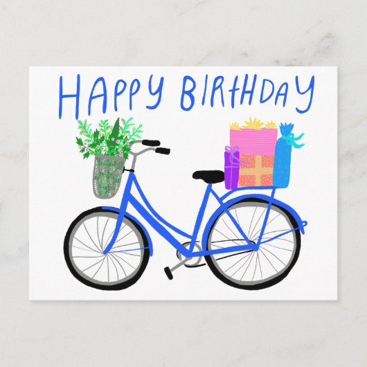 HAPPY BIRTHDAY Schattige Blue Bicycle Custom Briefkaart (Voorkant)