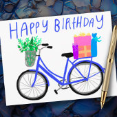 HAPPY BIRTHDAY Schattige Blue Bicycle Custom Briefkaart