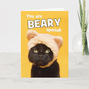 Happy Birthday Schattige Cat n Beer Ears Feestdagen Kaart