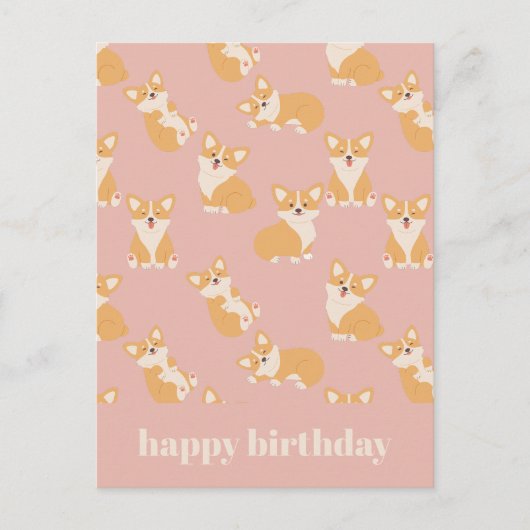 Happy Birthday Schattige Corgi Pattern voor Honden Briefkaart (Voorkant)